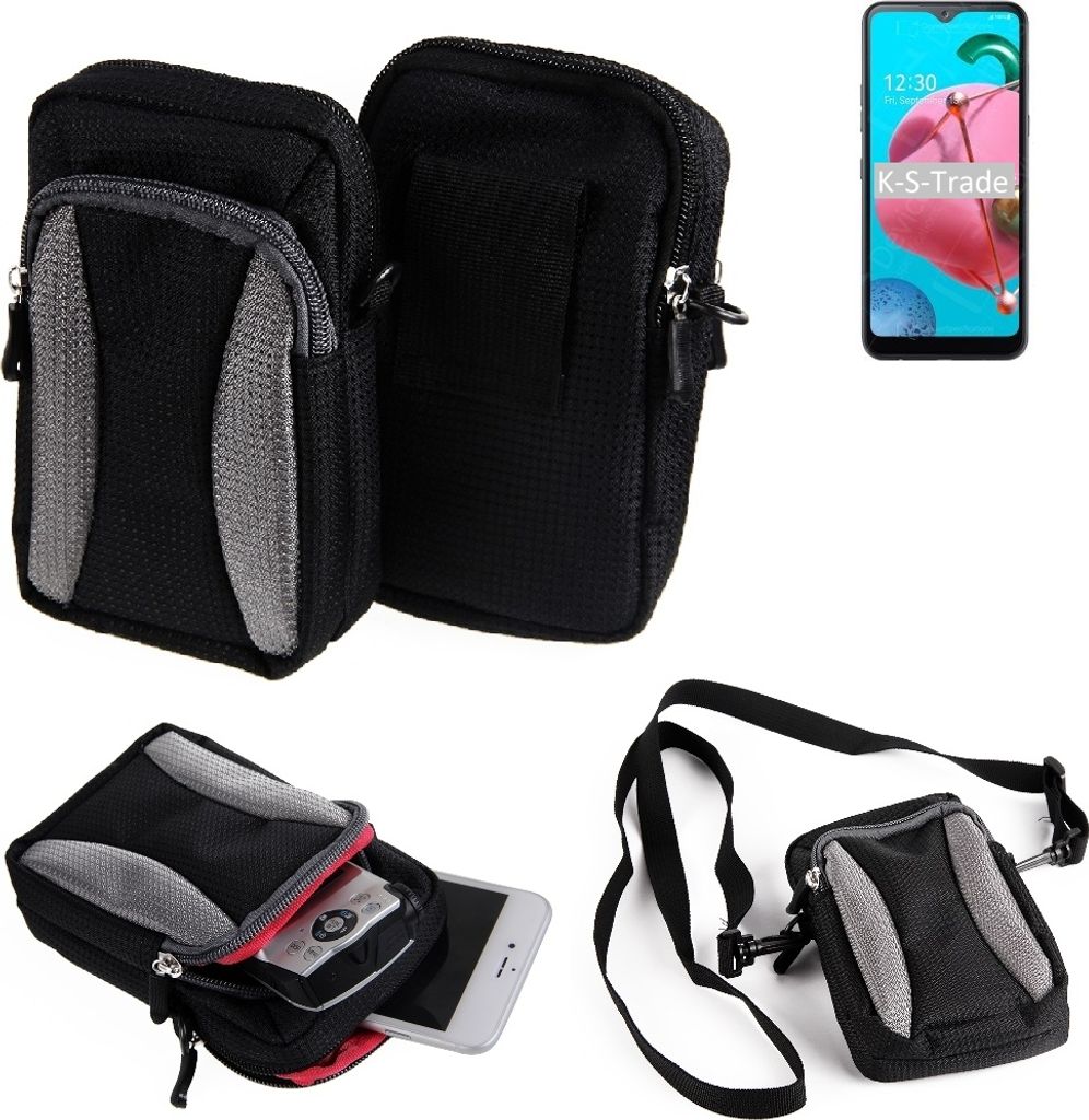 K-S-Trade Holster Schutz Hülle kompatibel mit LG Electronics Reflect Handy Hülle Gürteltasche Umhängetasche mit Zusatzfach schwarz