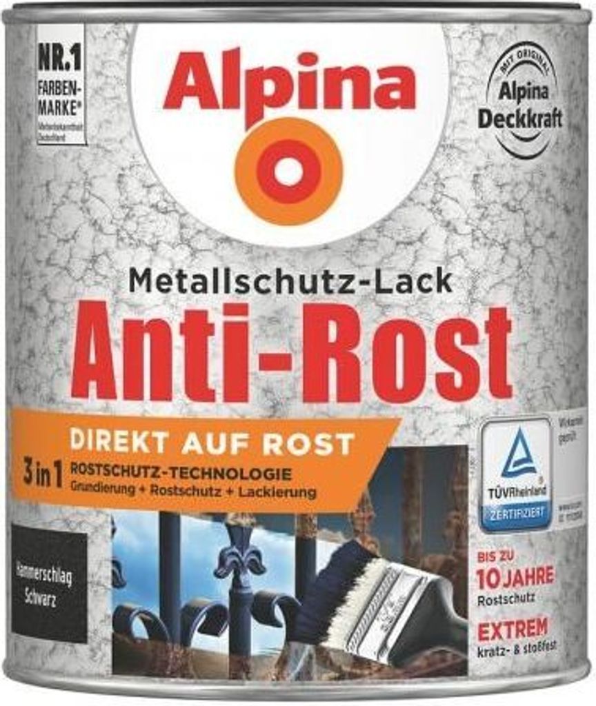 Alpina Metallschutz-Lack Hammerschlag 2,5 L schwarz Produktbild 5