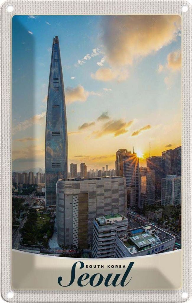 vianmo Blechschild 30x20 cm Seoul Süd Häuser Architektur Korea Stadt Bildmotiv Reisemotiv Abenteuer Reisen Urlaub