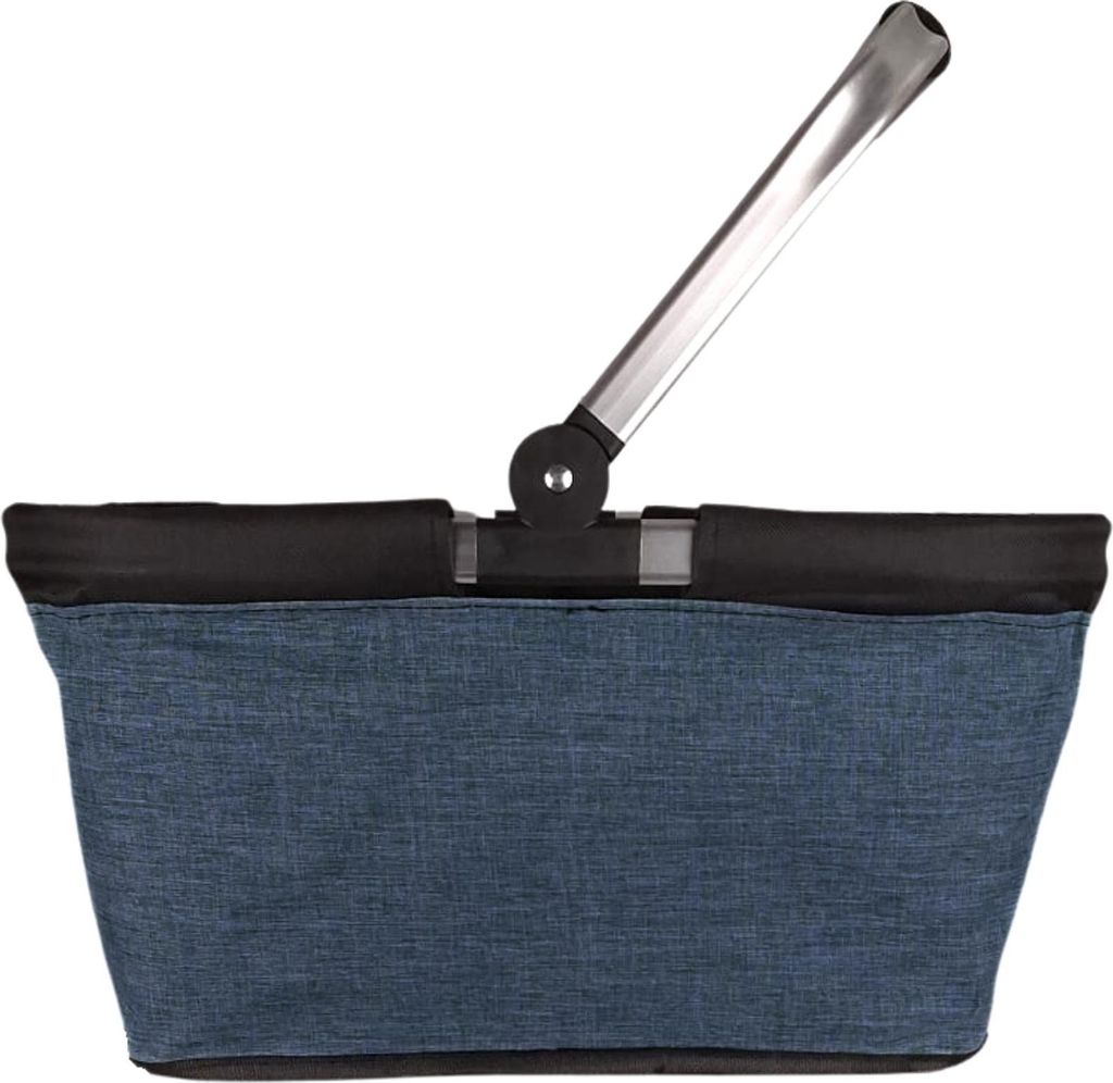 Faltbarer Einkaufskorb mit Alurahmen, stabiler Marktkorb klappbar, Klappkorb 20L navy