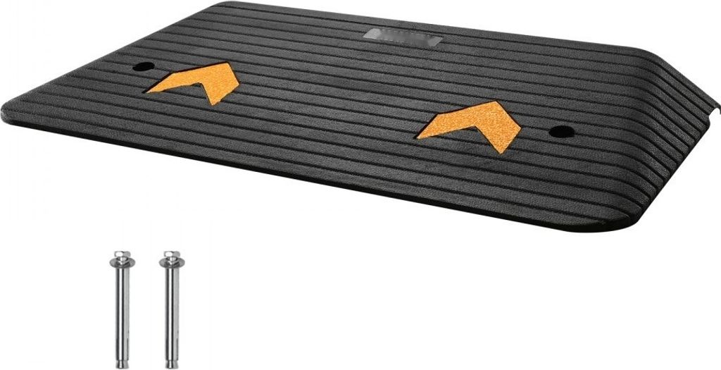 Vollgummi Türschwellenrampe - 15-Tonnen-Belastbarkeit 90,2x53,34x7,6cm - Bordsteinrampe mit Kanal - Rollstuhlrampe für unebenen Boden - Gummiramp...