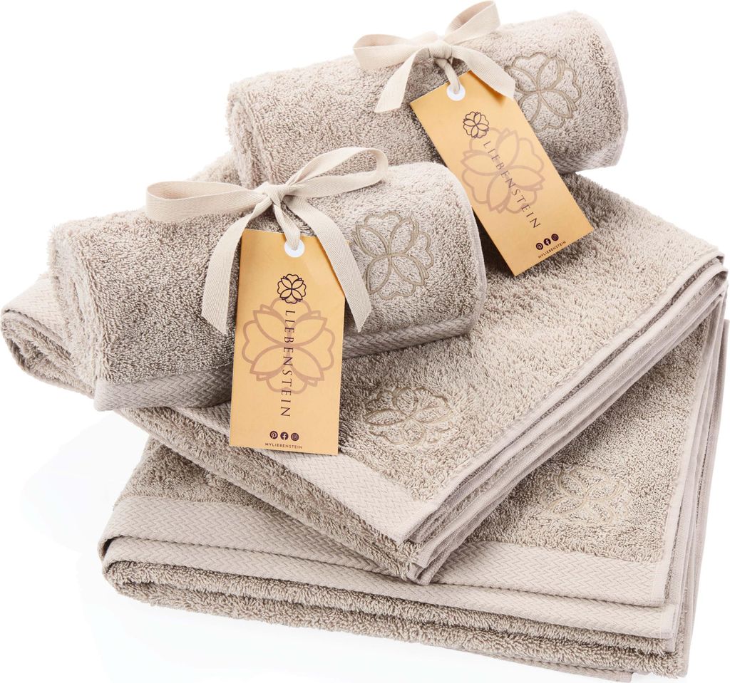 Liebenstein Handtuch Set 2 x Duschtuch 70 x 140 cm & 2 x Handtuch 50 x 100 cm - 550 g/m² beige