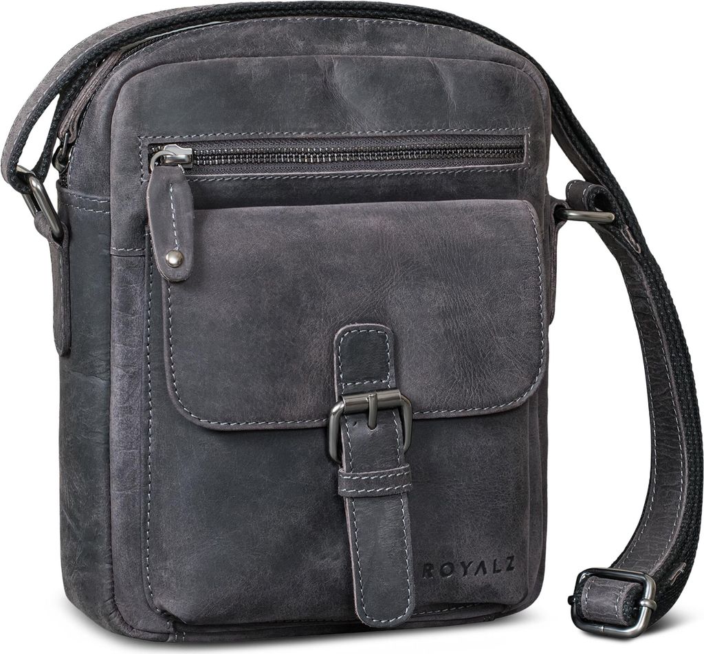 ROYALZ "Glendale" Kleine Umhängetasche Herren Leder - Echtleder Schultertasche Männer - Ledertasche klein im Vintage Look - smarte Herrentasche v...