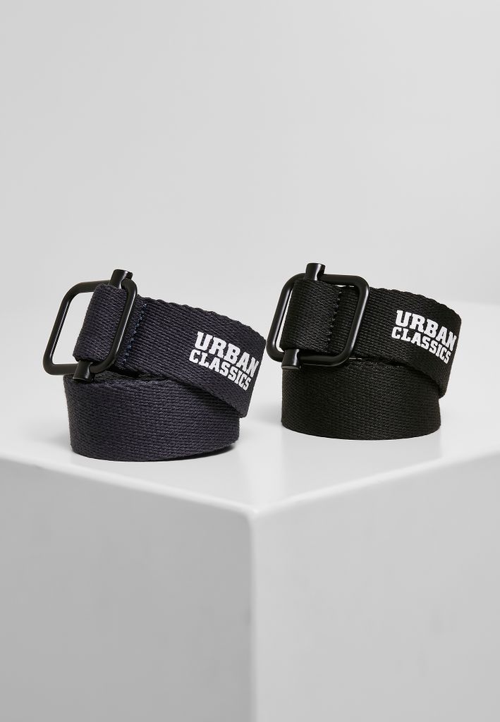 Urban Classics TB4294 | Industrial Canvas Belt 2-Pack S/M bis L/XL - Farbe: Black/Navy - Größe: S/M