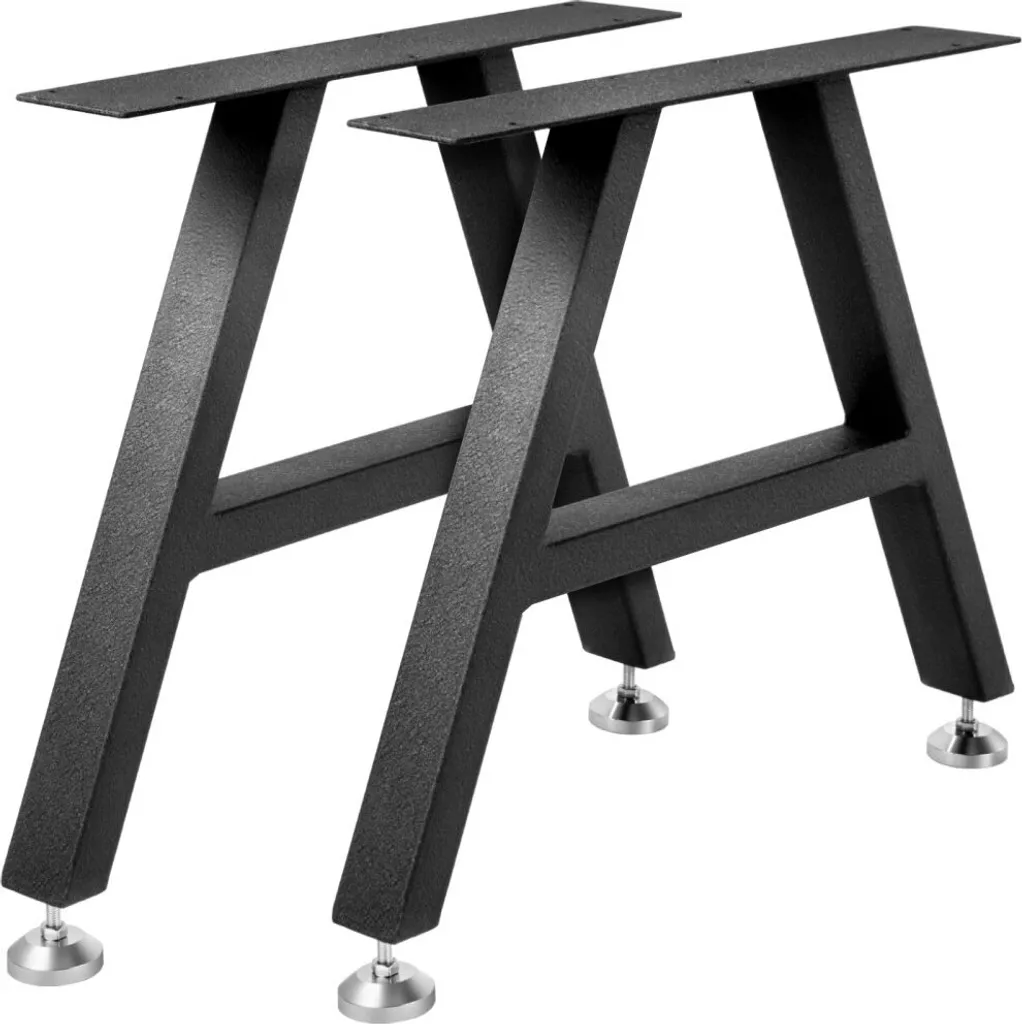 Pieds de table avec patins de protection 40x45 cm en acier noir mat