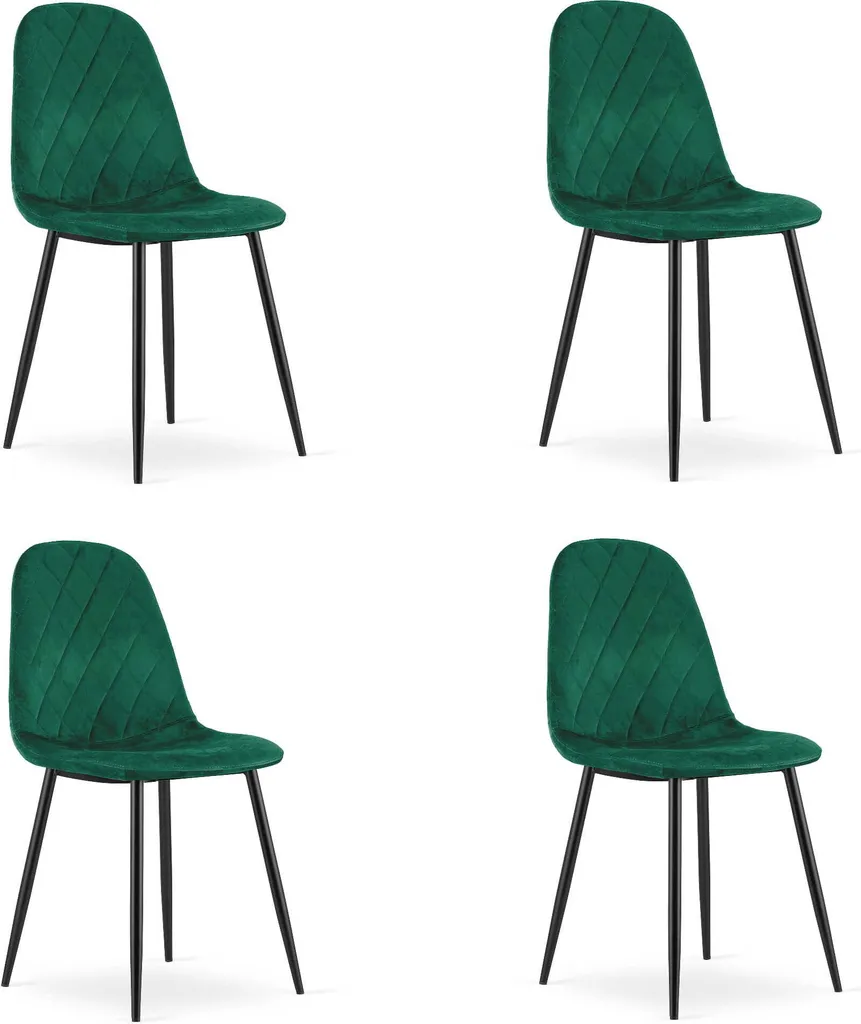 Chaises Asti Velours Vert : Finis les Sièges Inconfortables Lot de 4