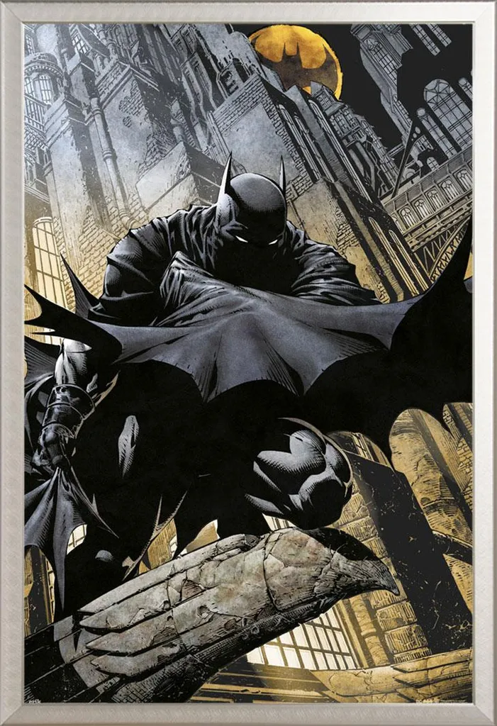 Batman - Poster - Gargoyle + cornice rimovibile, Shinsuke® Maxi alluminio argento, vetro acrilico