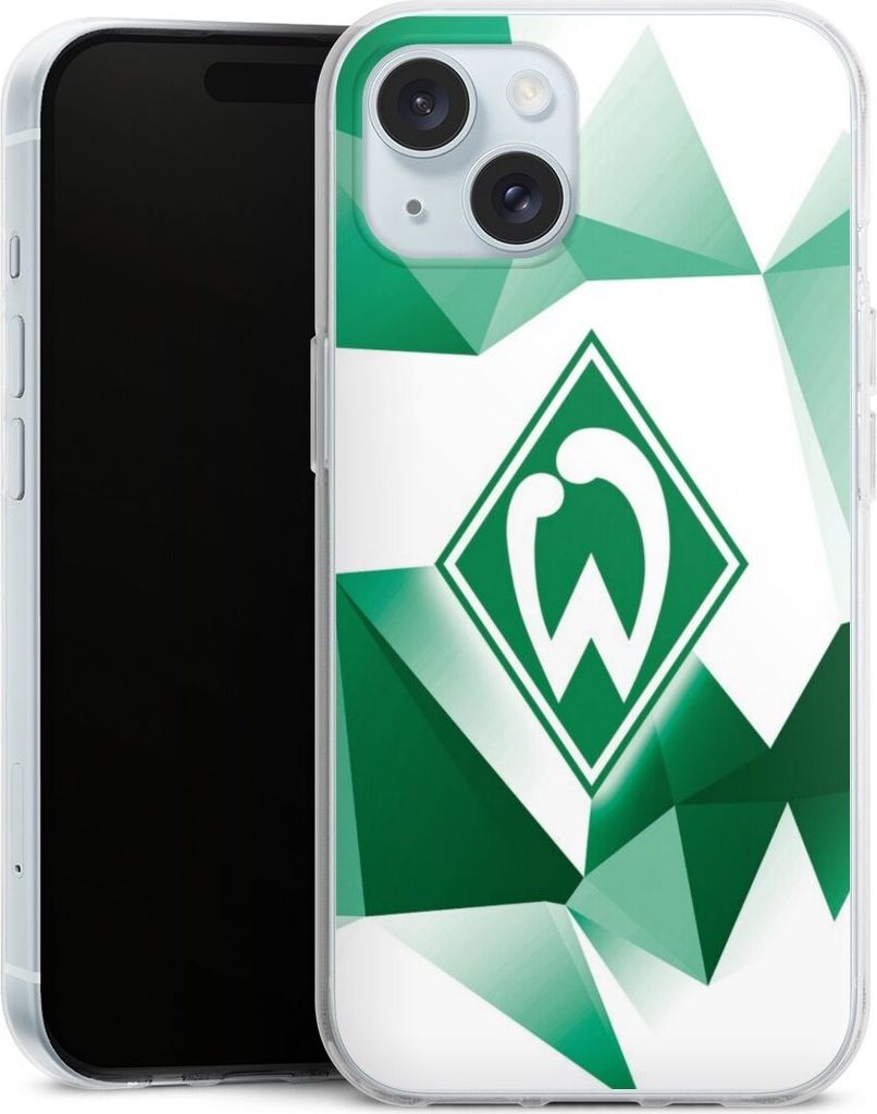 DeinDesign Handyhülle für Apple iPhone 15 Silikon Hülle Case Smartphone Schutzhülle Offizielles Lizenzprodukt SV Werder Bremen Tarnmuster