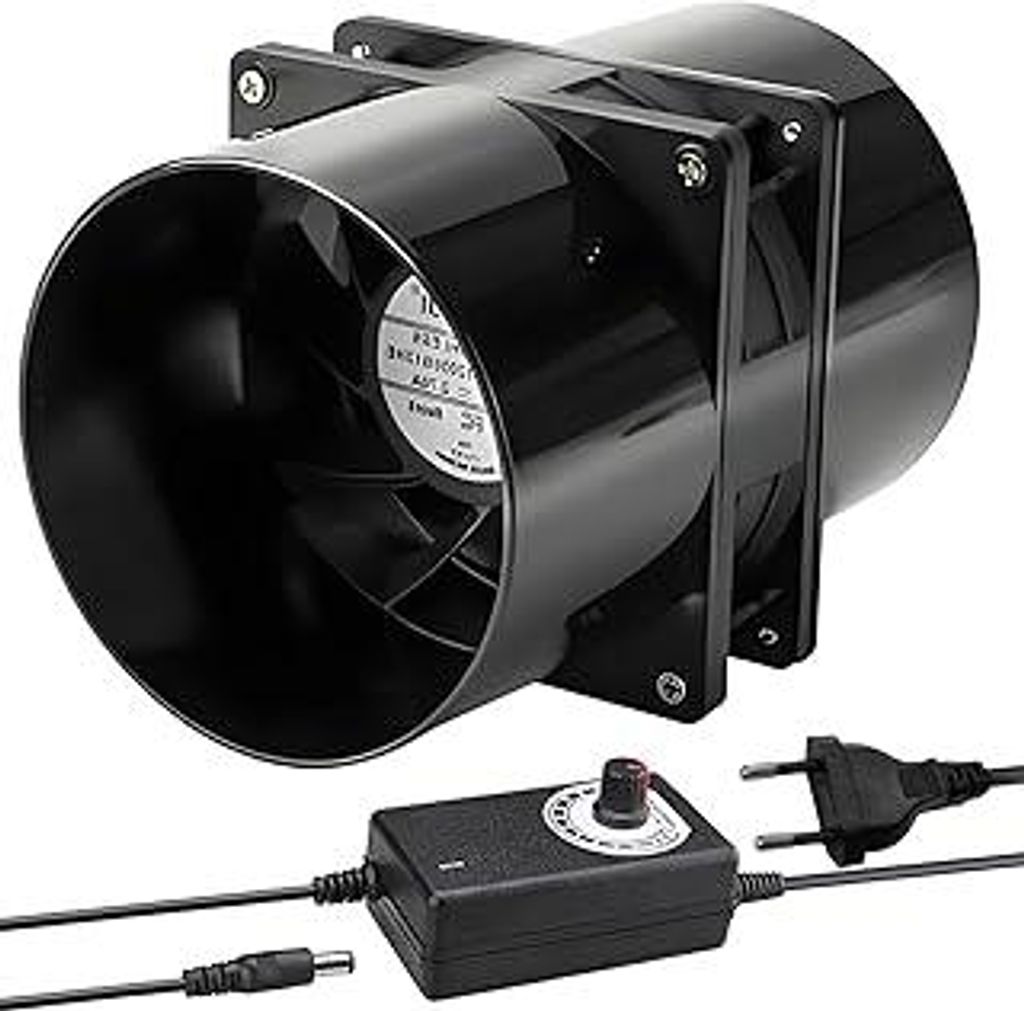 Joycabin 100mm Rohrventilator Abluftventilator Rohrlüfter mit Geschwindigkeitsregler, Rohrventilator Hitzebeständig Lüfter Leise Rauchabzug Vent...