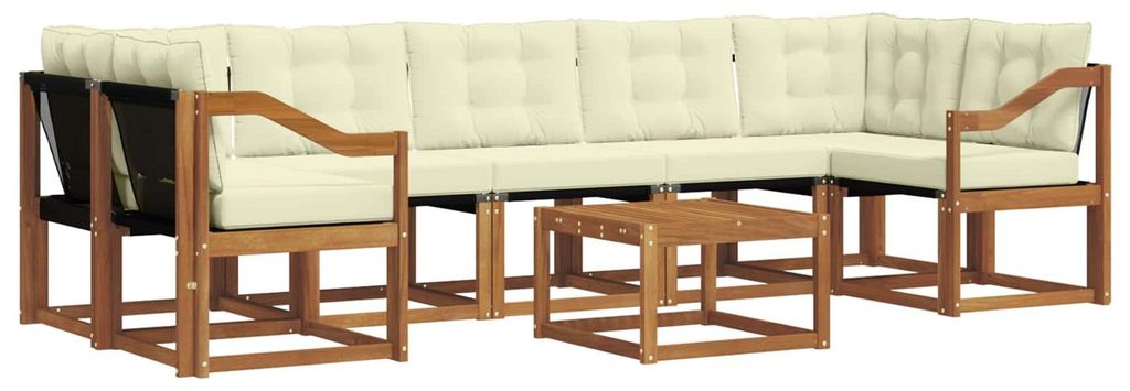 vidaXL Outdoor-Sofagarnitur mit Kissen 8 pcs Natur und Creme