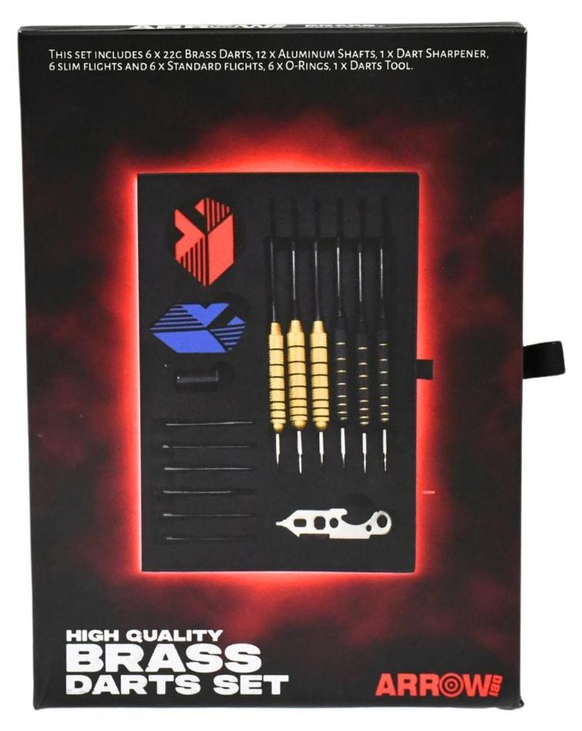 Arrow180 Brass Darts Set - 22g Dartpfeile Set mit Zubehör