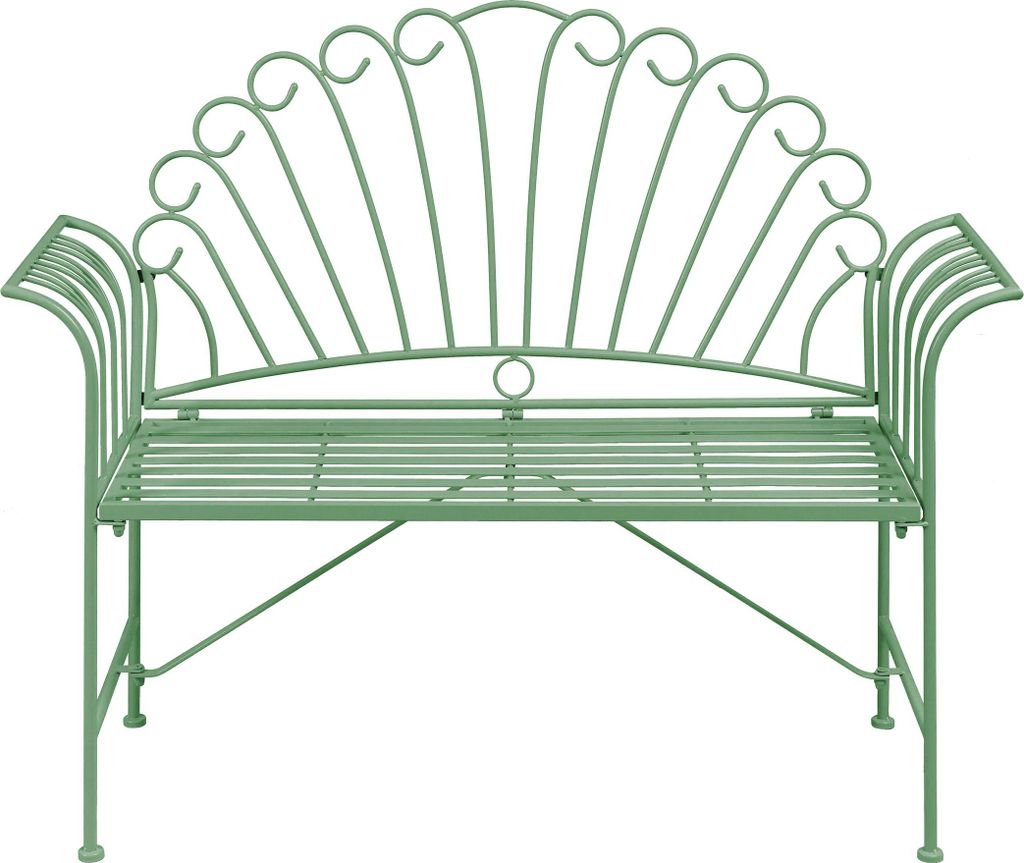 BELIANI 2-Sitzer Gartenbank Grün Eisen 125 cm Französisch Romantisch Verschnörkelt Vintage Stil Outdoor Balkon Terrasse Garten Sitzbank