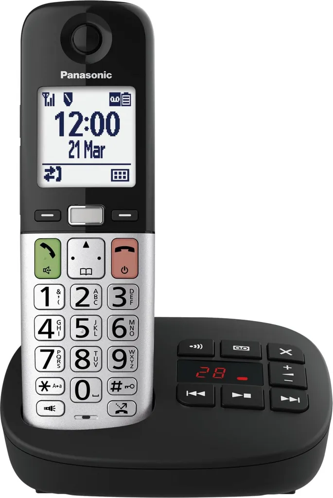 Téléphone Fixe Sans Fil Panasonic KX-TGU430EXB Grand Écran Lisible Argent