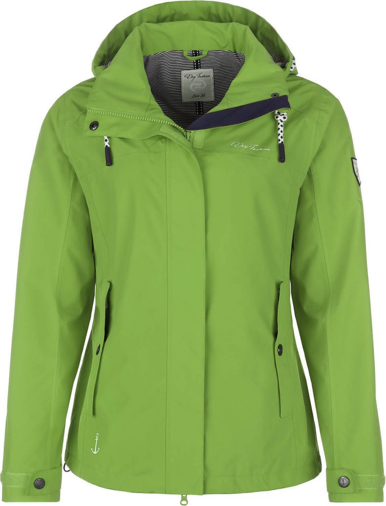 Dry Fashion Damen Funktionsjacke Norderney - Wasserdichte Outdoor-Jacke mit gestreiftem Innenfutter in Grün Größe 52