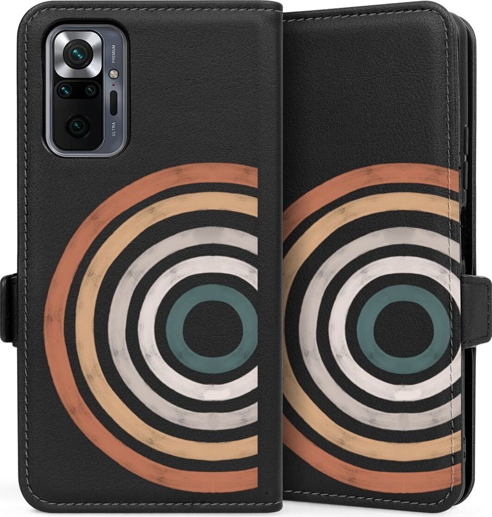 DeinDesign Klapphülle für Xiaomi Redmi Note 10 Pro Handytasche Lederhülle Tasche Kreise Regenbogen Wasserfarbe