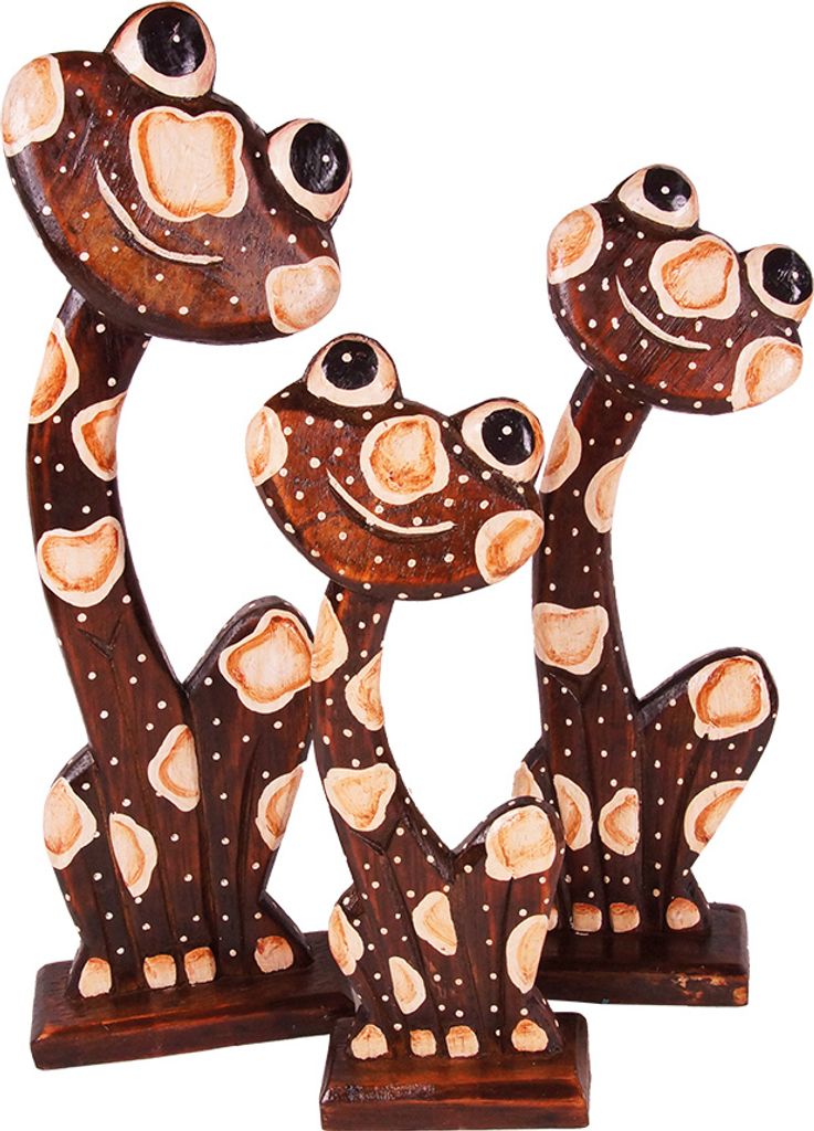 Dekoartikel Frosch 3er Set – Handgeschnitzt und Handbemalt
