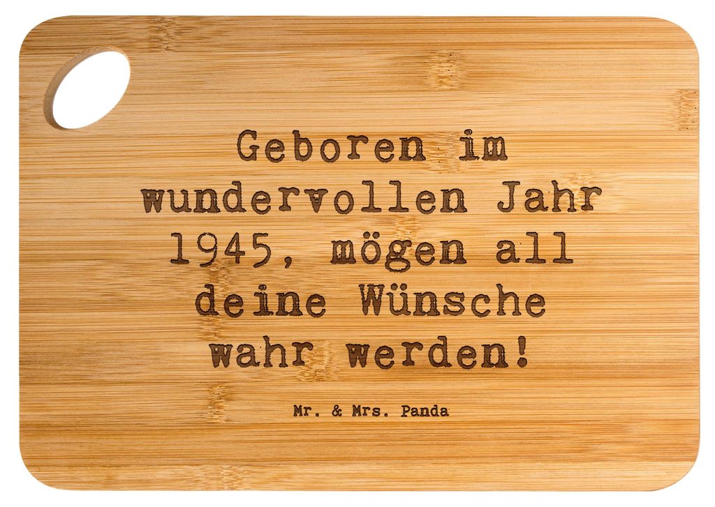 Mr. & Mrs. Panda Frühstücksbrettchen Spruch 1945 Geburtstag - Transparent - Geschenk, Happy Birthday, Geboren, Schneidebrett, Glückwünsche, Bre...