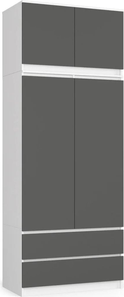 Kleiderschrank mit 90 cm Auszug LOTA – weiß/grau
