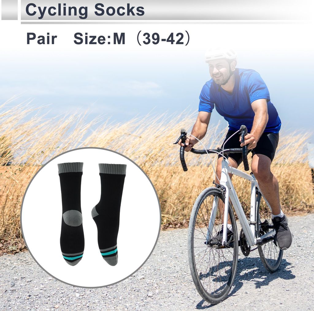 Fahrradsocken Wasserdicht Atmungsaktiv Outdoor Fahrradsocken Unisex Gr??e M(39-42) Regen Radsport Laufsocken Trekking Wanderungen Socken, Streifen ...