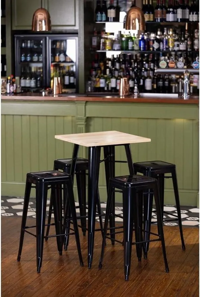 Table de bar Bolero Bistro avec plateau en bois noir 60x60cm robuste - 4