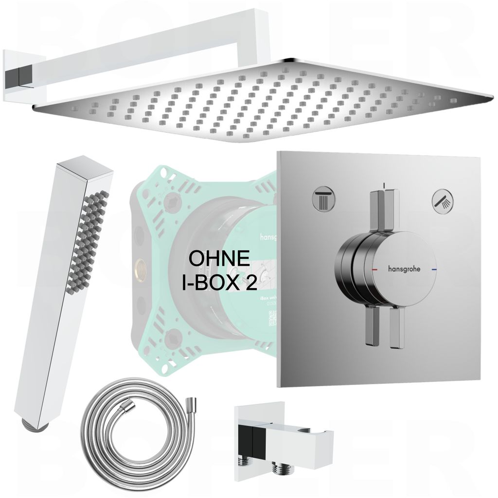 HANSGROHE DuoTurn E | DEUSENFELD | BOFLER Unterputz Duschset Duschsystem #72-O, Armatur, Regendusche 30cm, Brausearm, Handbrause, Brauseset verchromt