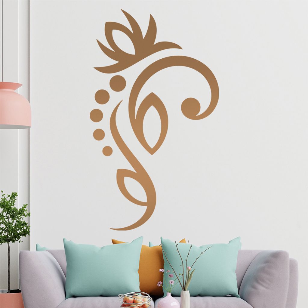 Blume - Linien Punkte Wandtattoo in 6 Größen - Wandaufkleber Wall Sticker - Dekoration, Küche, Wohnzimmer, Schlafzimmer, Badezimmer