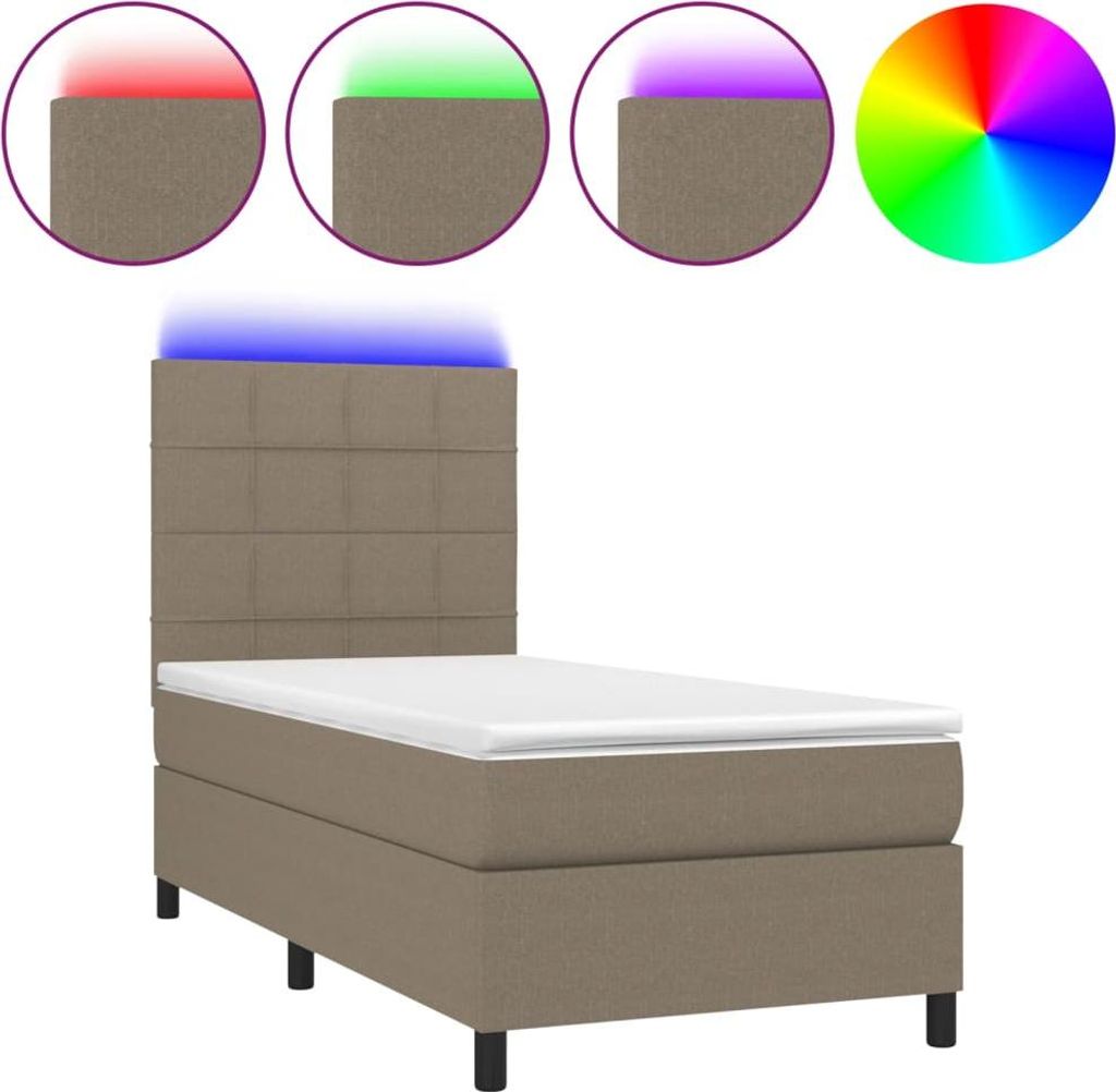 vidaXL Boxspringbett mit Matratze & LED Taupe 80x200 cm Stoff