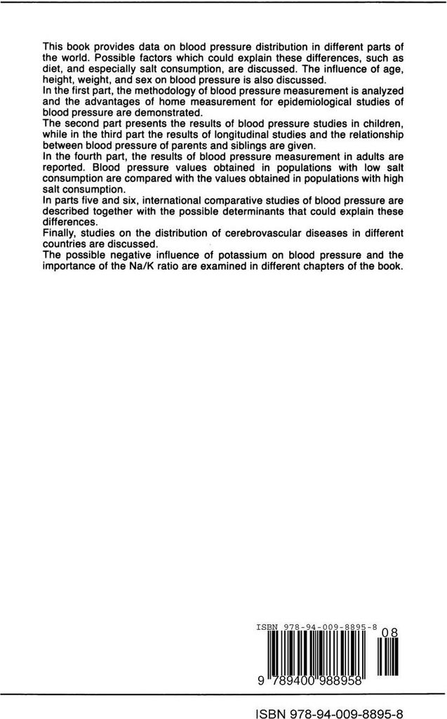 Epidemiology of Arterial Blood Pressure