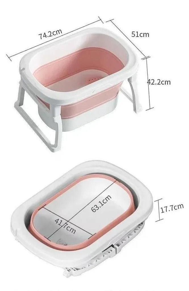 Baignoire Bébé avec Bouchon Thermosensible et Pieds Pliables Coloris Rose