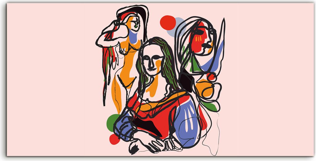 Coloray Spritzschutz aus Glas 140x70 Wandkunst Küchenrückwand Kunst Picasso Stil Frauen malerei