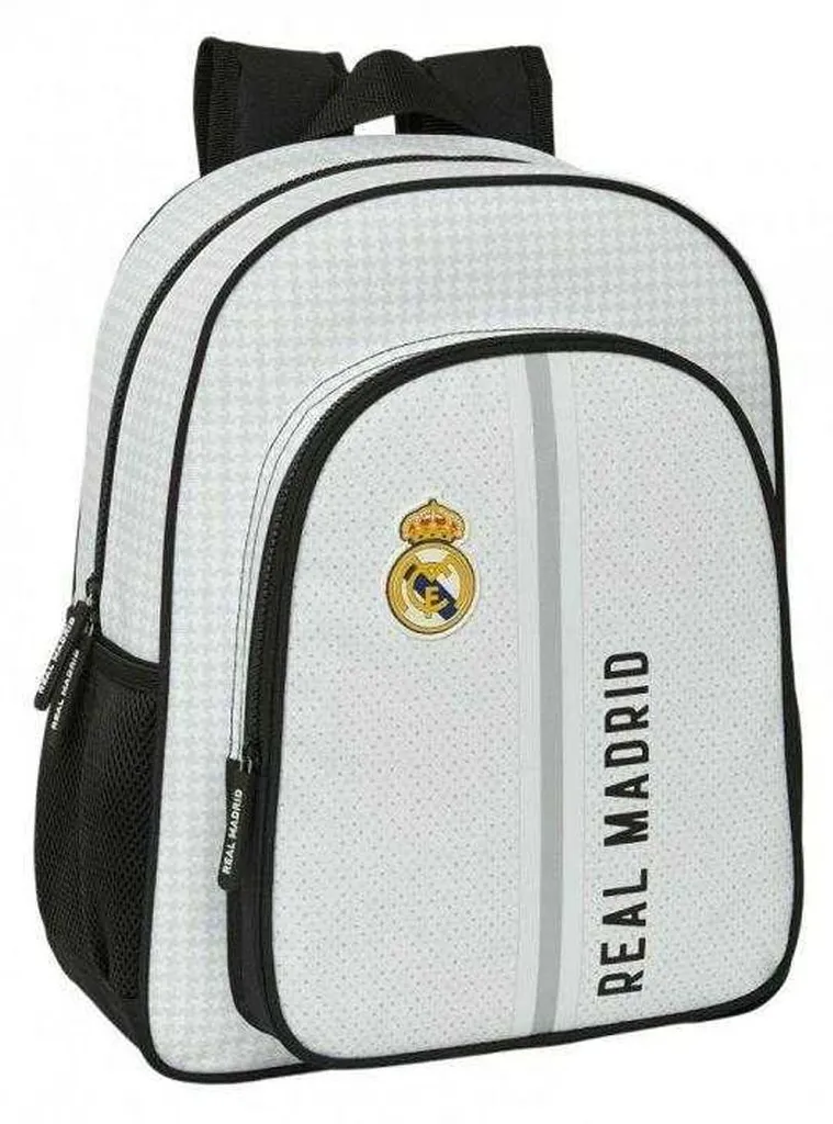 Sac à dos Real Madrid CF blanc résistant avec écusson brodé pour enfant