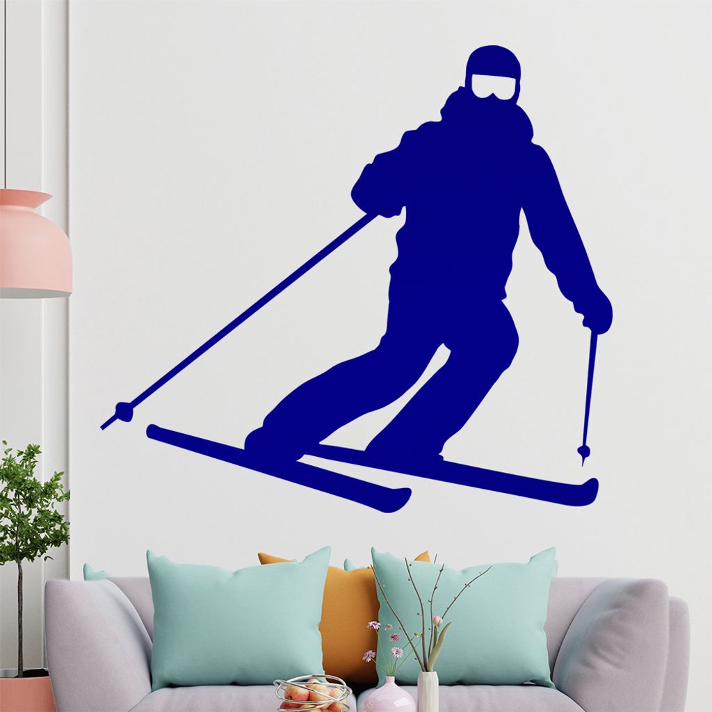 KIWISTAR Skifahrer Silhouette fahrend Abhang Ski Wandtattoo in 6 Größen - Wandaufkleber Wall Sticker - Dekoration, Küche, Wohnzimmer, Schlafzimm...