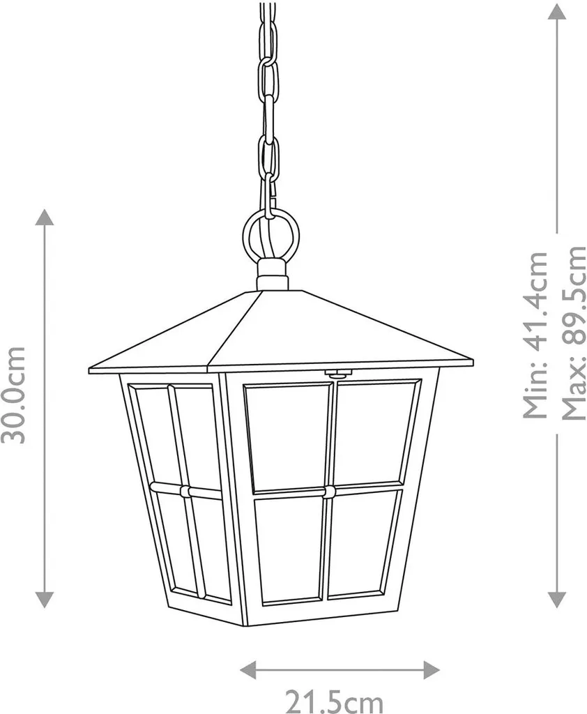 Lanterne Suspendue Extérieure Canterbury Noire Elstead E27 IP44 - 8