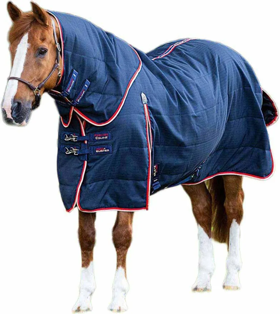 Couverture d'écurie anti-frottement 100g Bleu 191 cm avec couvre-cou
