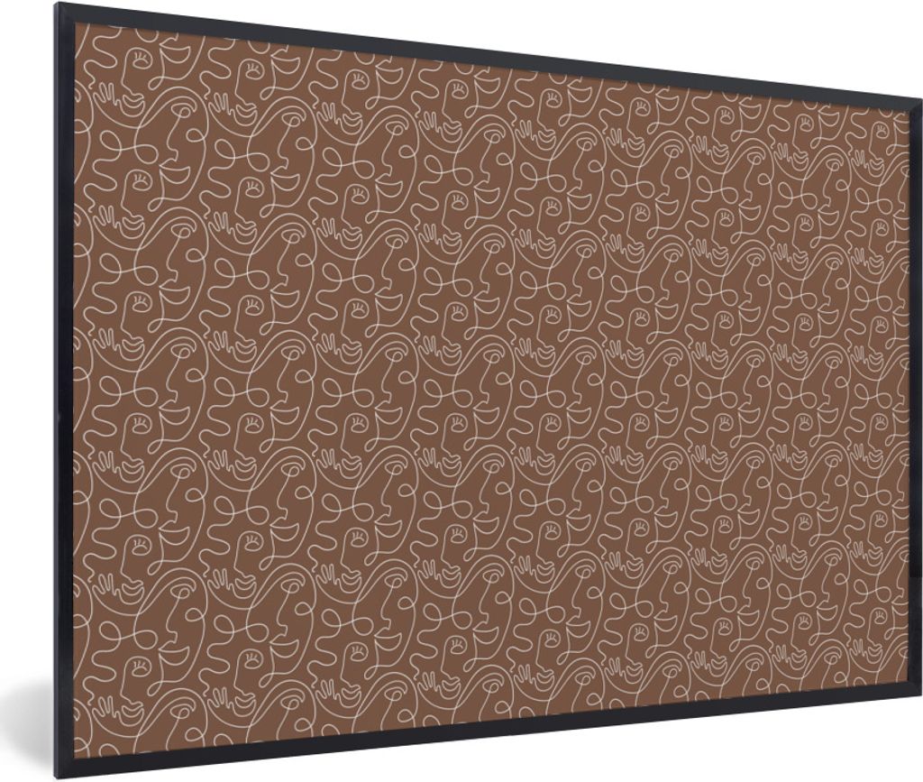 MuchoWow Gerahmtes Poster Gesicht - Braun - Design 90x60 cm - Poster mit Schwarzem Bilderrahmen Wandposter Rahmen Foto Bilder - Fotorahmen - Foto...