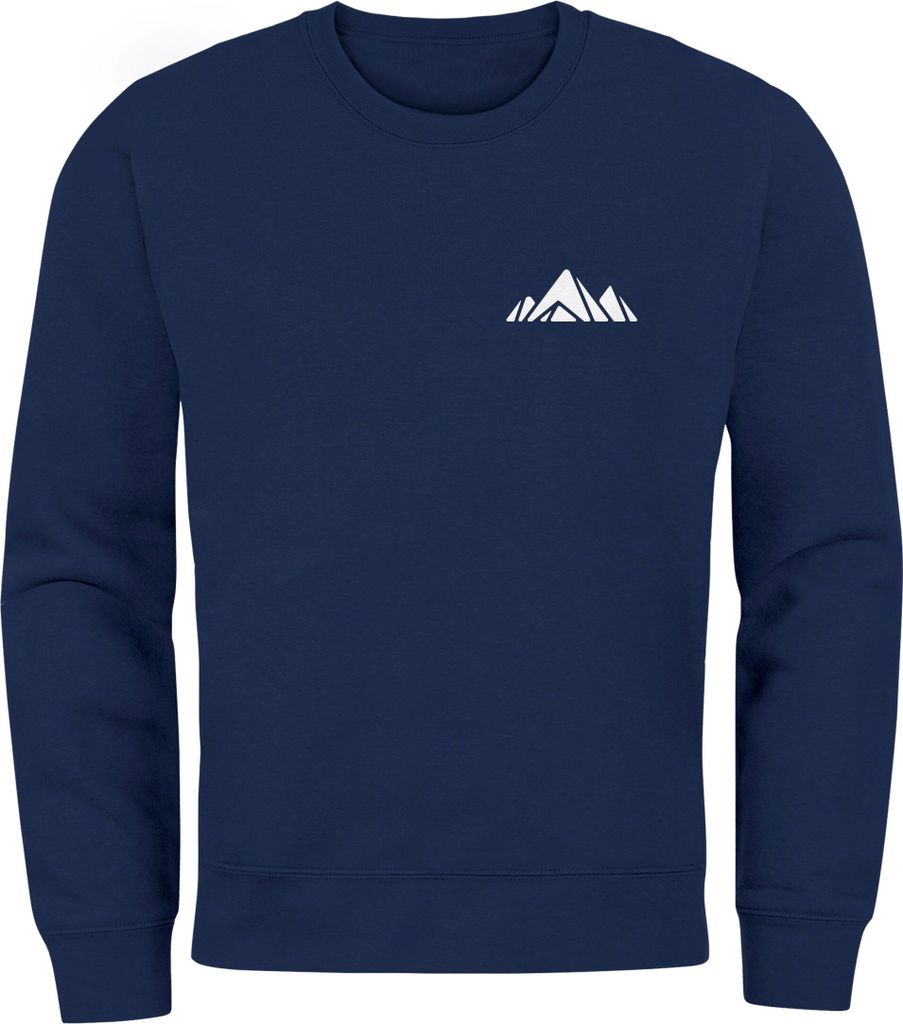 Sweatshirt Herren Berge Logo Print Rundhals-Pullover Natur Outdoor Fashion Streetwear Neverless Variante 1 navy M