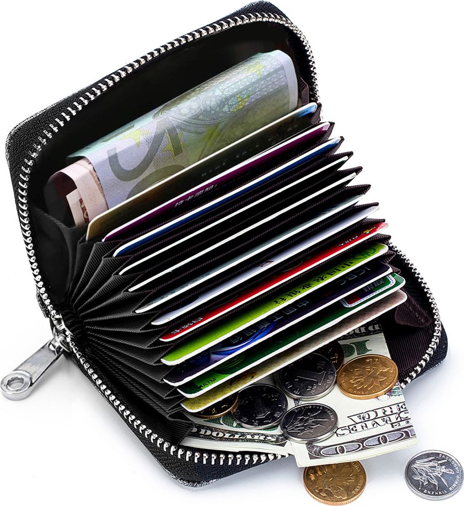 Kreditkarten Etui Damen Herren, Leder Kartenetui RFID Blocker H0284