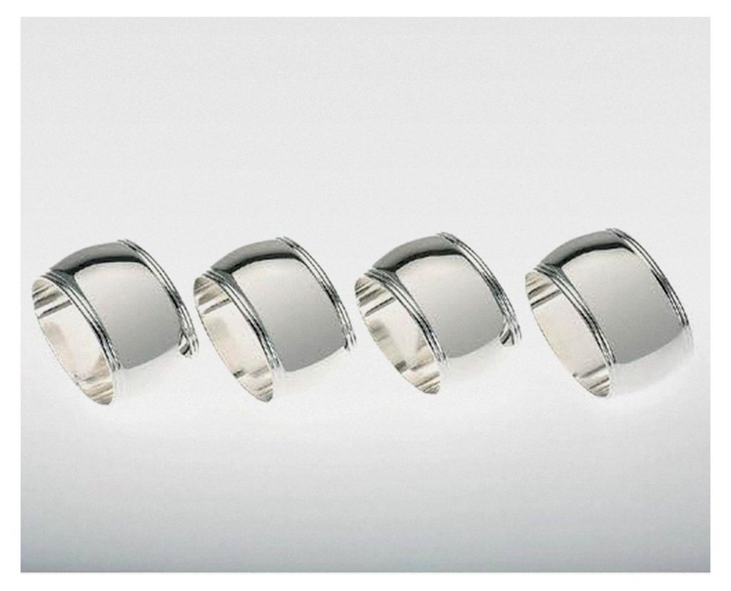 Serviettenringe oval aus versilbertem Metall, 4er Set für Papierservietten oder Tischbänder, geeignet für Hochzeit, Vintage, Geburtstag und Taufe