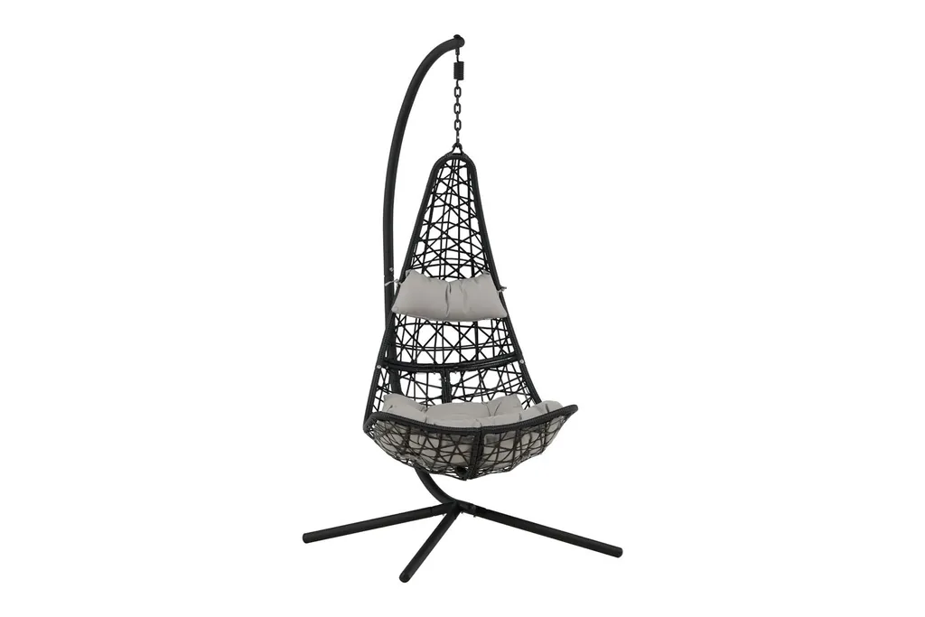 Chaise suspendue Edinburgh gris noir - Relaxation sans fixation murale