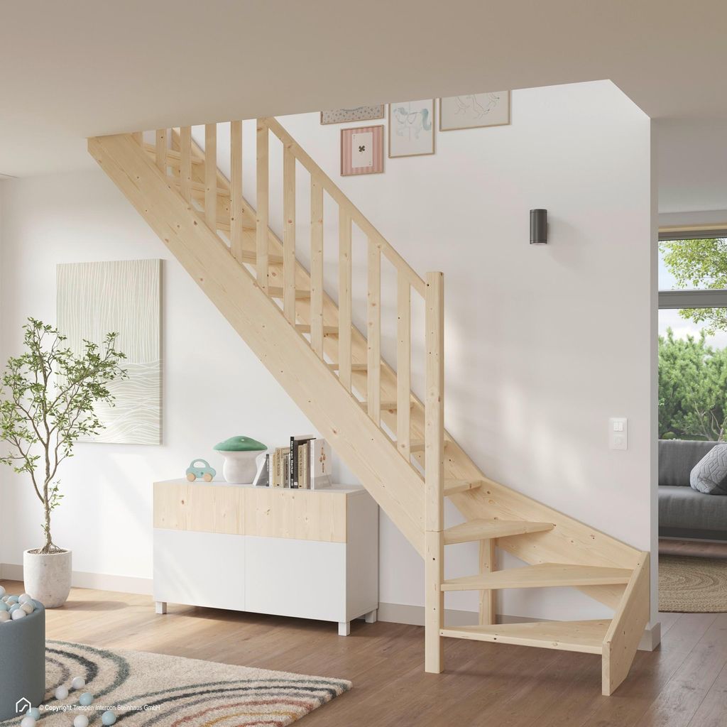 Holztreppe Intercon Casablanca | Fichte | 1/4 gewendelter Produktbild 