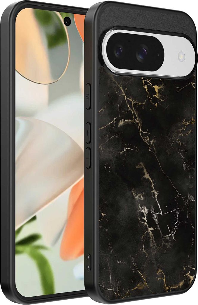 Geeignet für Google Pixel 9 Telefon Fall mit Marmor Druck - TPU zurück Abdeckung Fall schwarz Marmor Design - Schwarz - Smartphonica