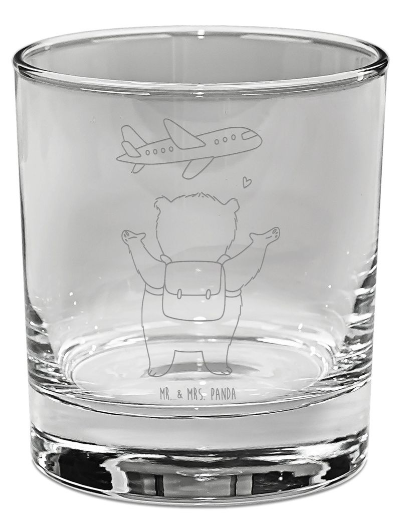 Mr. & Mrs. Panda Ballonglas Bär Flugzeug - Transparent - Geschenk, Glas, für Frauen, Partner, Freund, Hochzeitstag, Cocktailglas, Longdrinkglas, ...