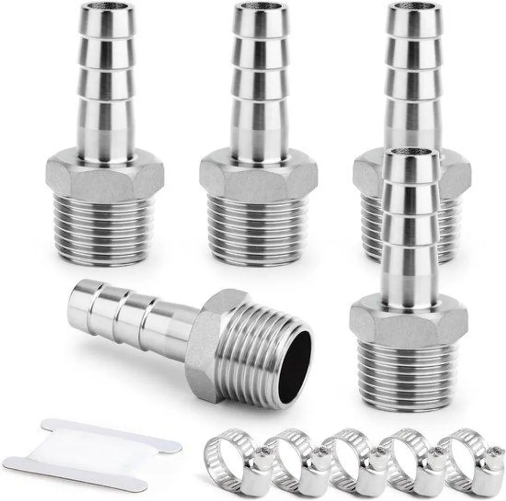 Raccord tuyau 25mm en acier inoxydable 304 1/2" MBSP avec 10 embouts