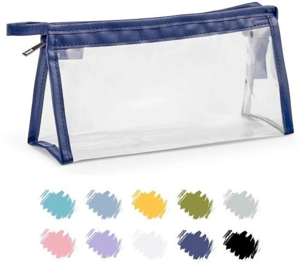 Sac à main transparent bleu en vinyle - Pochette zippée format compact
