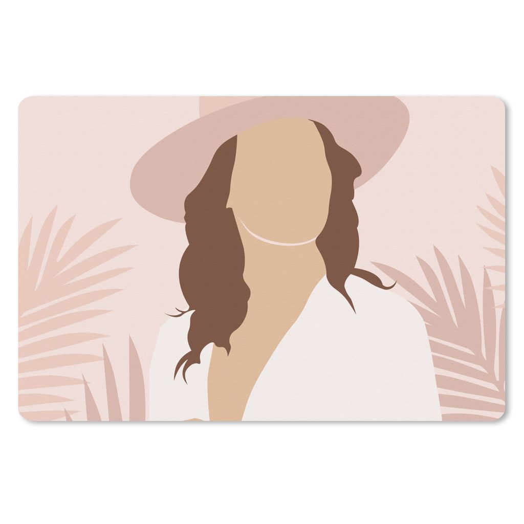 MuchoWow Schreibtischunterlage Sommer - Frau - Laub 60x40 cm - XXL Mauspad - Großes Mauspad