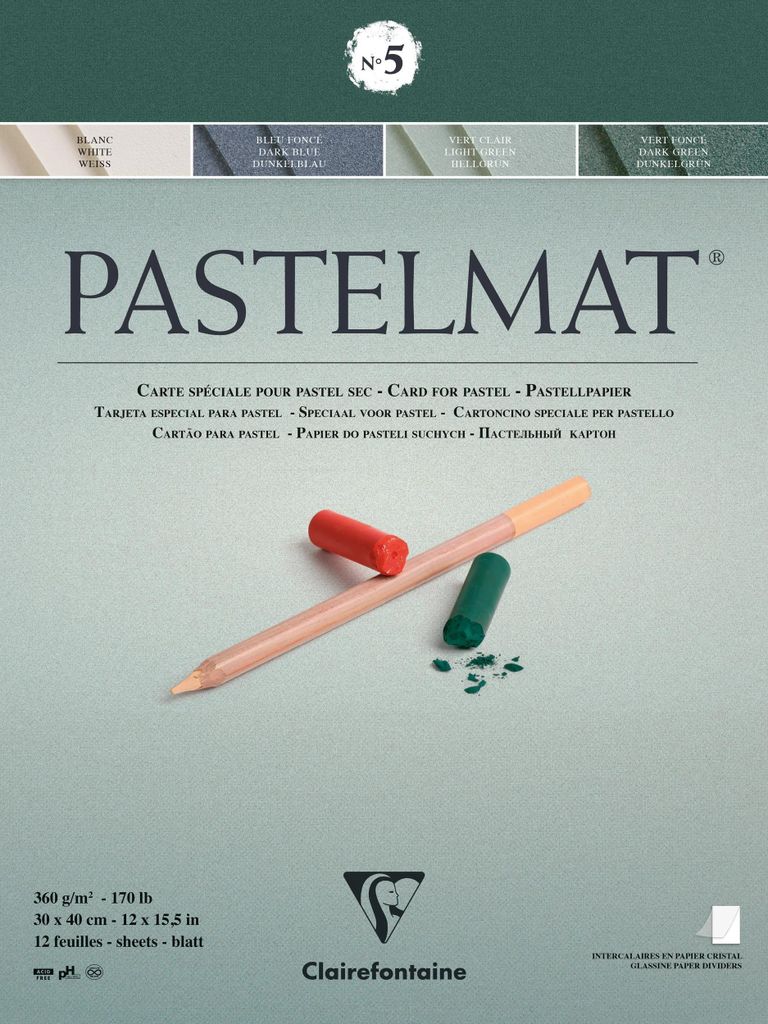 Clairefontaine Pastellblockkopf geleimt 12 Blatt 30x40cm 4 Farben sort. 96115C