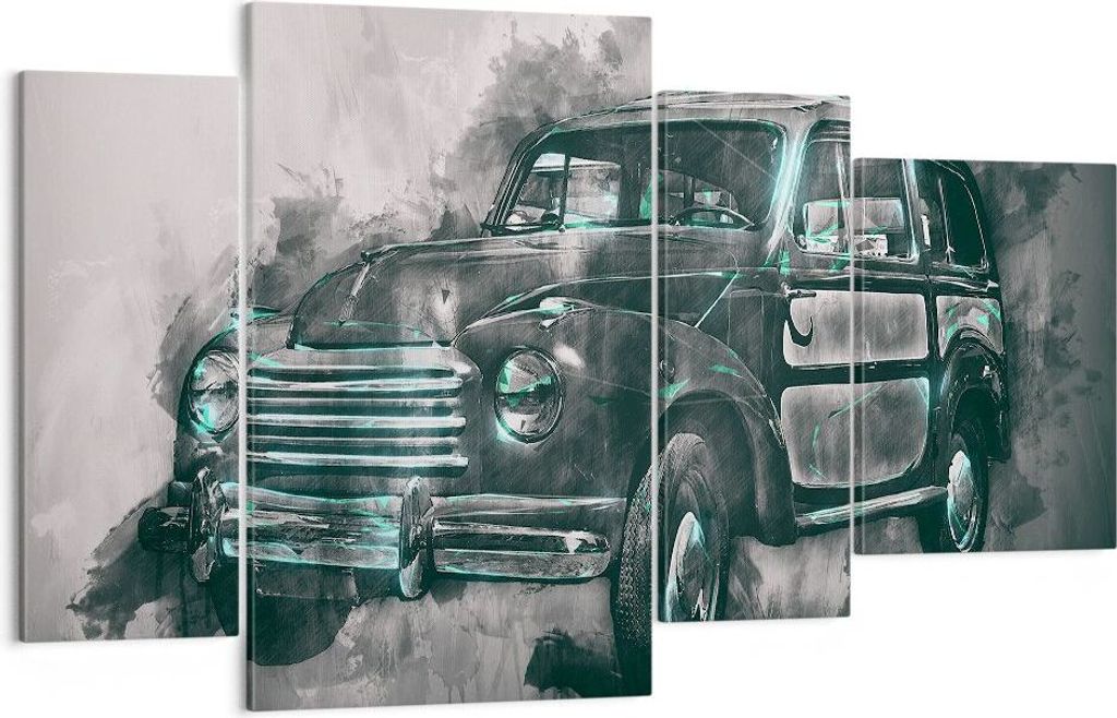 Bild auf Leinwand - Leinwandbild - Auto Retro - 120x70cm - Wand Bild - Wanddeko - Wandbilder - Leinwanddruck - Bilder - Kunstdruck - Wanddekoration...