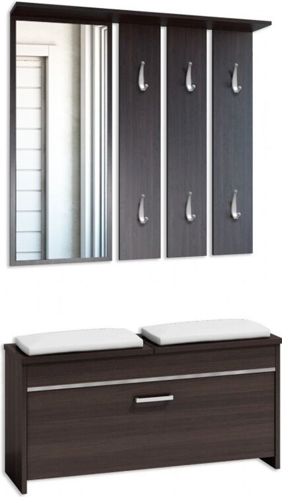 Garderobe Wandgarderobe Flurgarderobe Paneel Spiegel Schrank kommode wenge