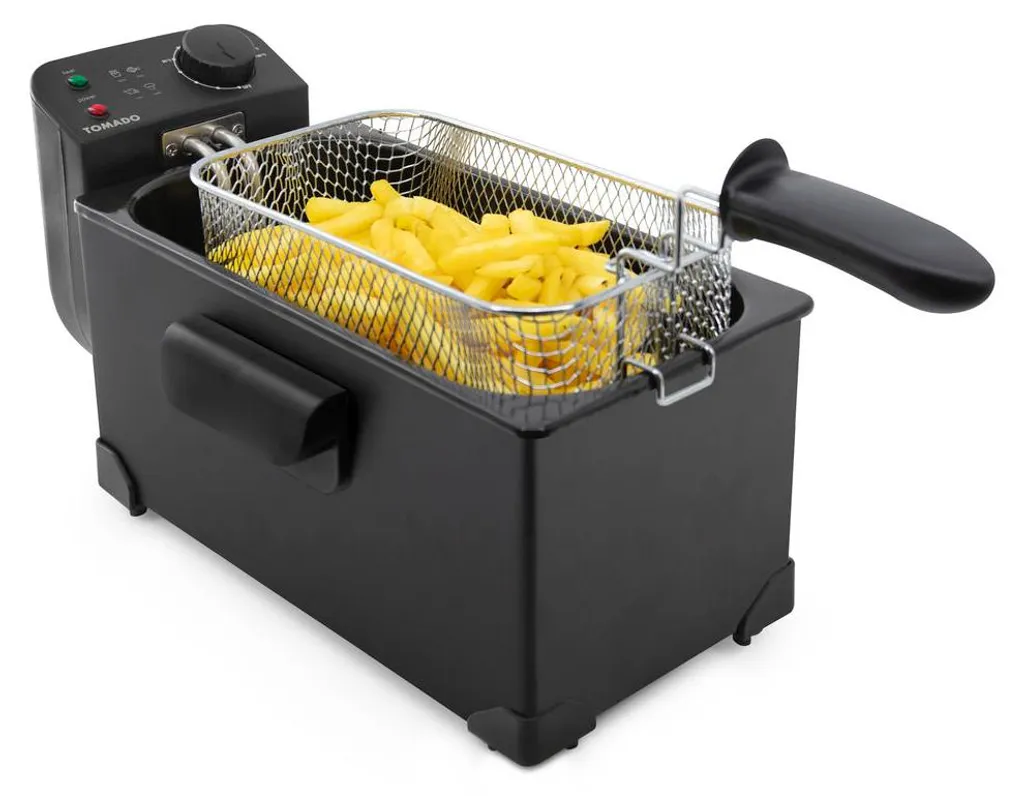 Friteuse Familiale 3 Litres Tomado Noire Idéale pour Frites Maison et Snacks