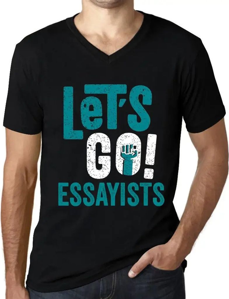 Herren Grafik T-Shirt V-Ausschnitt Auf geht's Essayisten – Let's Go Essayists – Öko-Verantwortlich Vintage Jahrgang Kurzarm Lustige Druck Gebu...